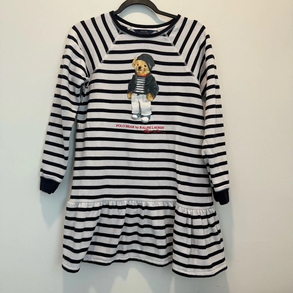 Polo Ralph Lauren Big Girls Polo Bear Fleece Dress size XL/16